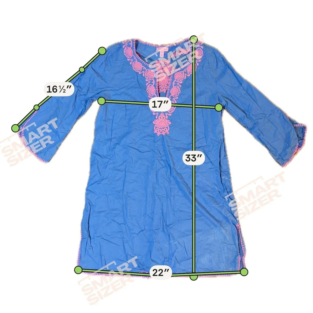 Lilly Pulitzer Piet Cover Up Tunic Sz Medium‎ Blue Pink Embroidered Beach Dress